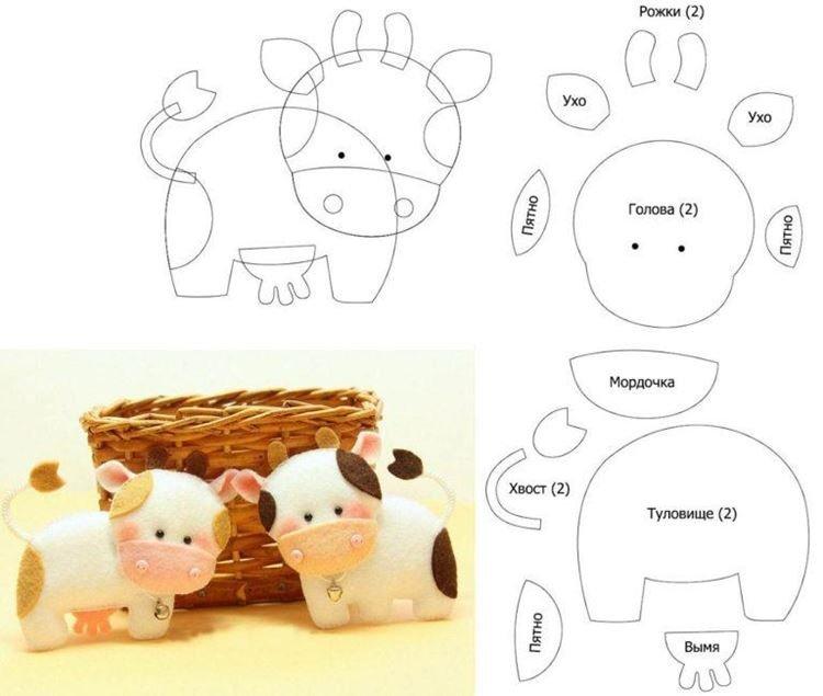 Бык из фетра - подарок на Новый год 2021 своими руками