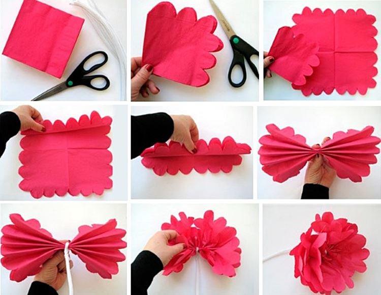 Цветы из салфеток - Поделки для детей 5-6 лет