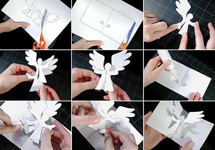 Открытка с ангелочком - Поделки из бумаги на Новый год 2021 своими руками