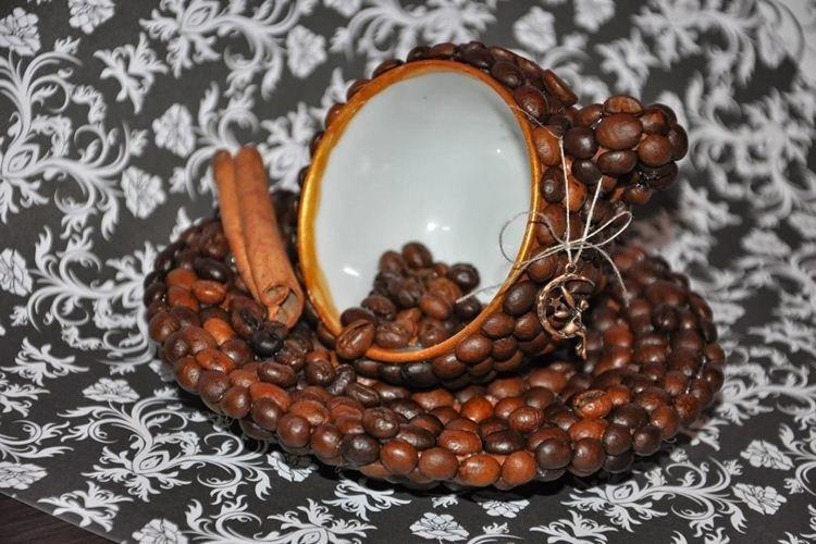 Чашка - Поделки из кофейных зерен своими руками