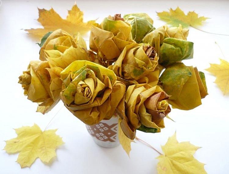 Поделки из осенних листьев для детей - фото и идеи