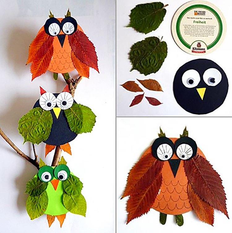 Поделки из осенних листьев для детей - фото и идеи