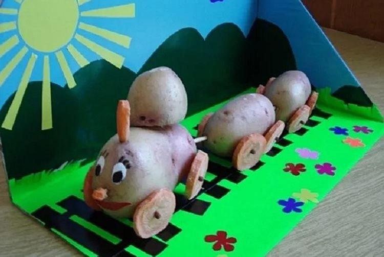 Паровоз из картошки - Поделки из овощей для детского сада