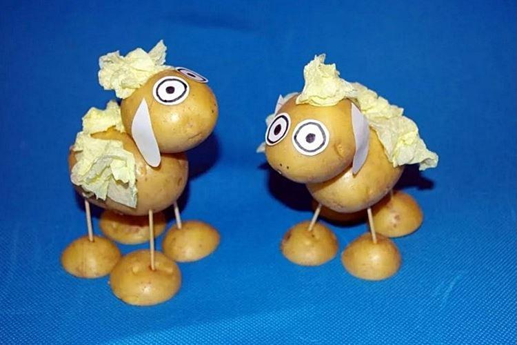 Пушистые овечки из картошки - Поделки из овощей для детского сада