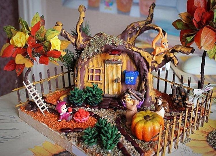 Домик со двором - Поделки из природного материала для детского сада