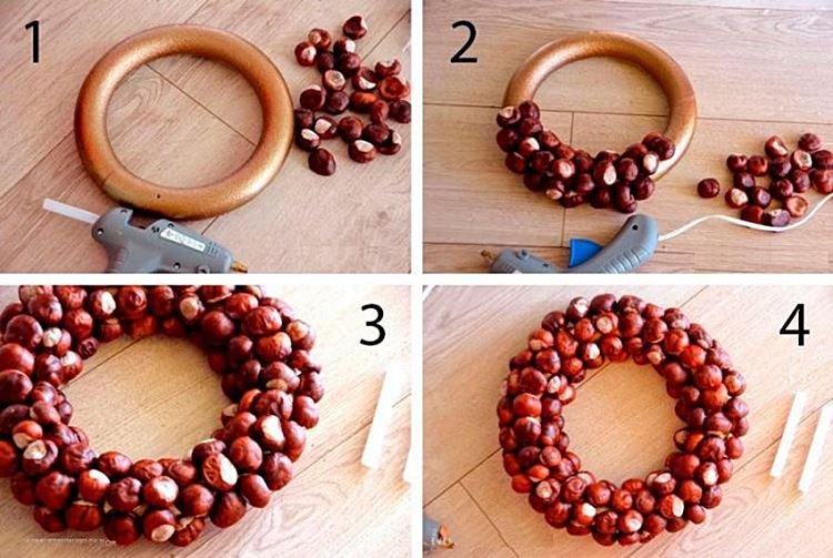 Венок из каштанов - Поделки из природного материала для начальной школы