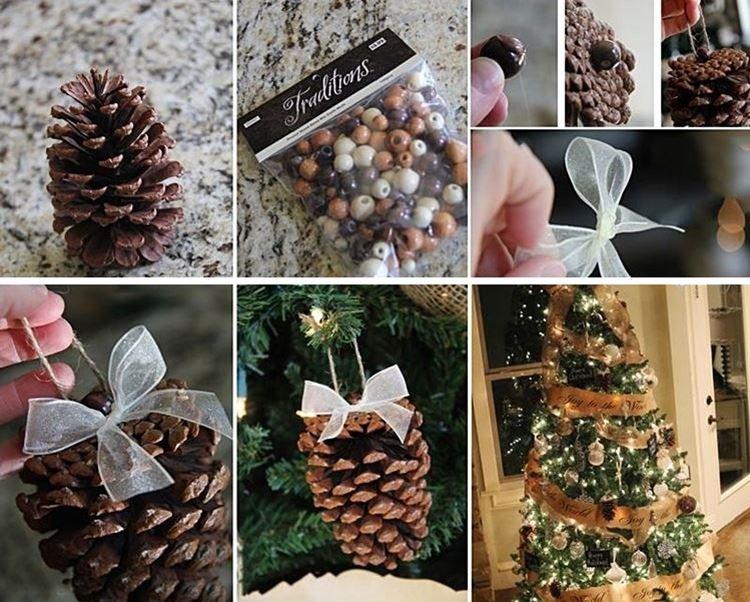 Елочные игрушки - Поделки из шишек для детей