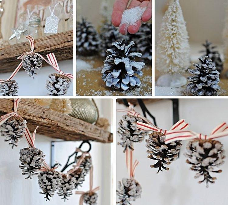 Заснеженные шишки - Поделки из шишек для детей