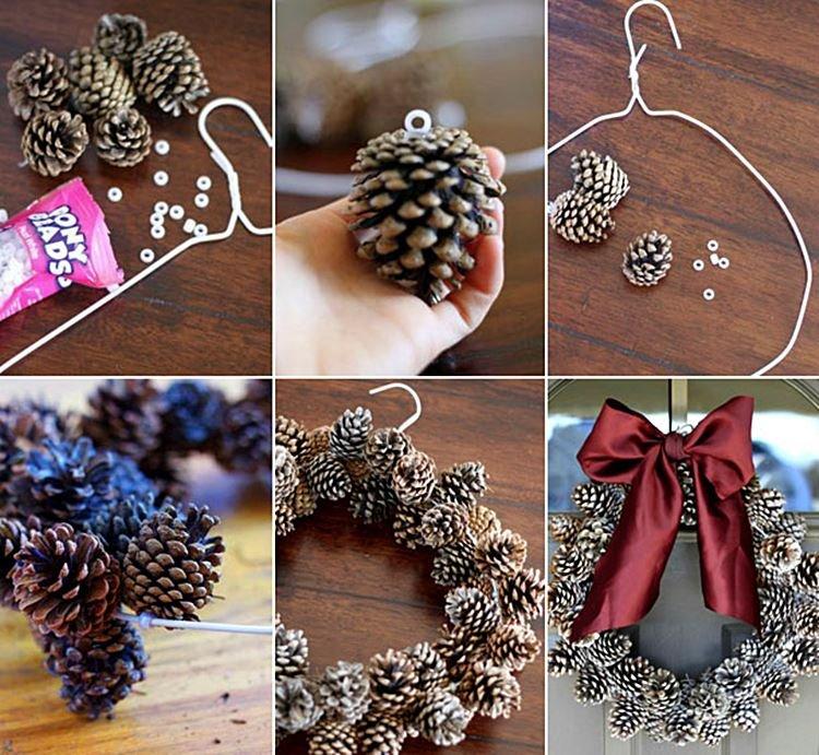 Рождественский венок - Поделки из шишек для детей
