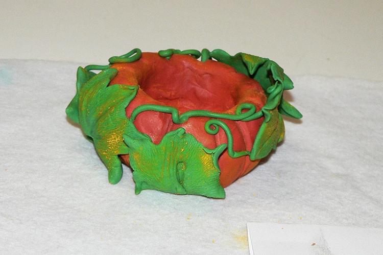 Подсвечник-тыква - Подсвечники из полимерной глины своими руками