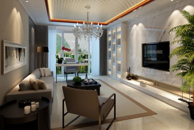 Подвесной потолок в гостиной - фото