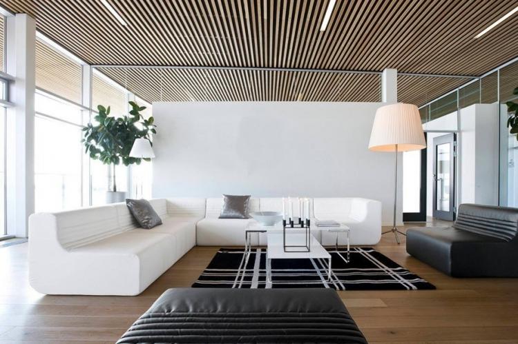 Подвесной потолок в гостиной - фото