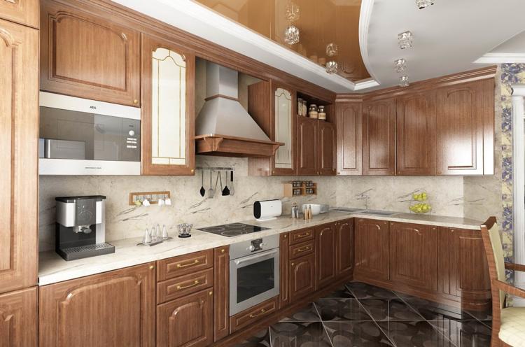 Подвесной потолок на кухне - фото