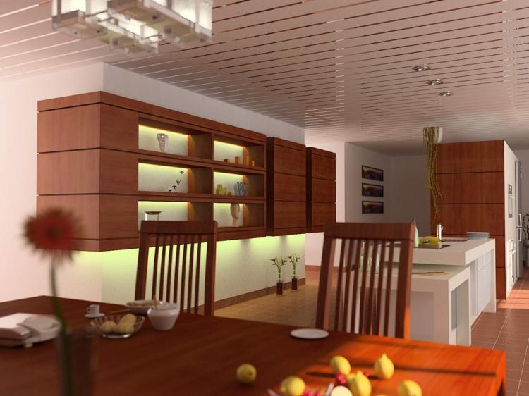 Подвесной потолок на кухне - фото