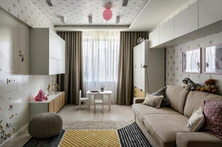 Фигурные потолки из гипсокартона в детской комнате