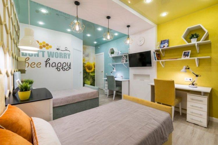 Фигурные потолки из гипсокартона в детской комнате