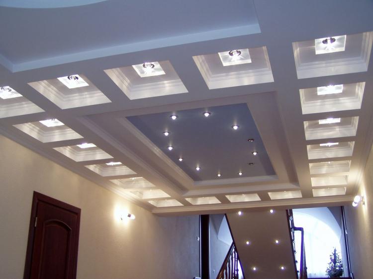 Дизайн потолков из гипсокартона - фото