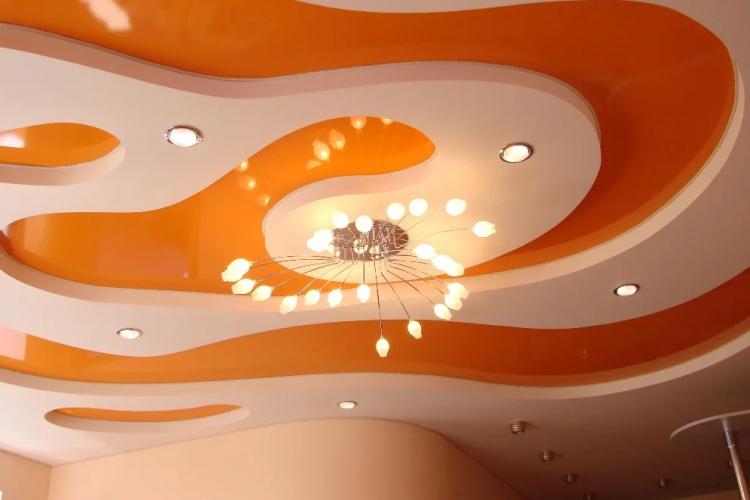 Фигурные потолки из гипсокартона на кухне