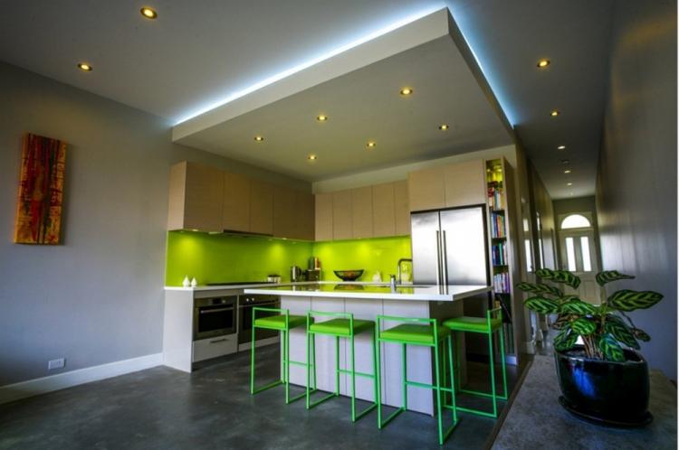 Скрытая подсветка - Подсветка потолка из гипсокартона на кухне