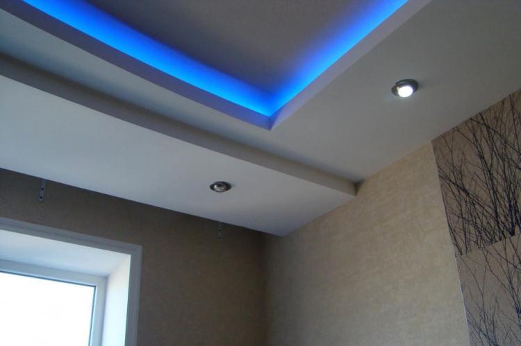 Декоративная подсветка - Подсветка потолка из гипсокартона на кухне