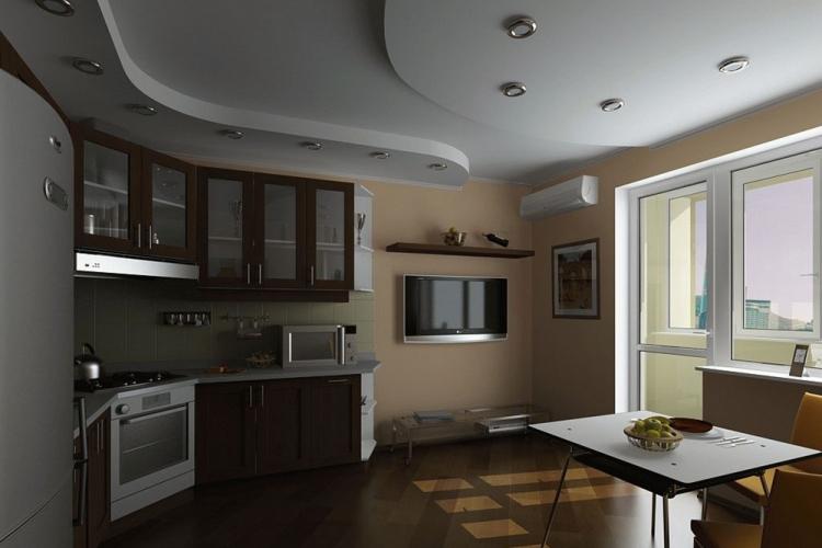 Потолок из гипсокартона на кухне - идеи дизайна фото