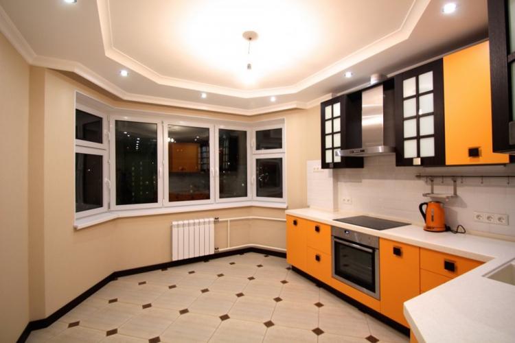 Потолок из гипсокартона на кухне - идеи дизайна фото