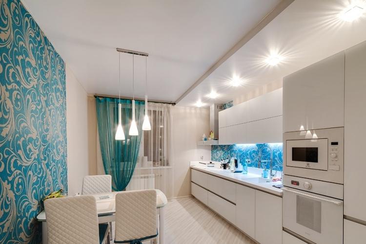 Потолок из гипсокартона на кухне - идеи дизайна фото