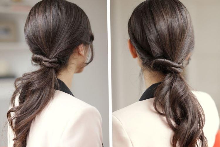 Деловой хвост - Прически на длинные волосы на каждый день