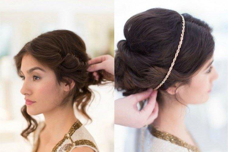 Вечерняя прическа с диадемой - Прически на каждый день на средние волосы с челкой