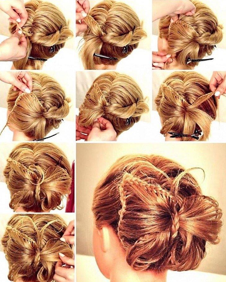 Бант из волос - Прически на Новый год 2021 на средние волосы