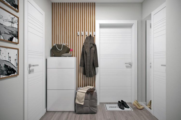 Серая прихожая в современном стиле - Дизайн интерьера