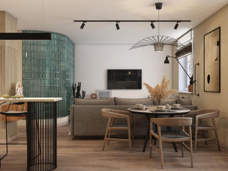 Дизайн-проект кухни-гостиной «Дожди на пляже»