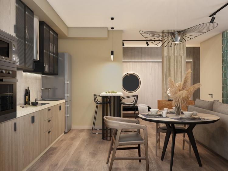 Дизайн-проект кухни-гостиной «Дожди на пляже»