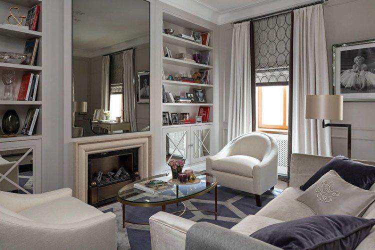 Римские шторы в гостиной (зале) - дизайн интерьера фото