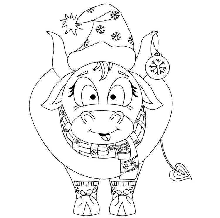 Рисунки Быка на Новый год 2021