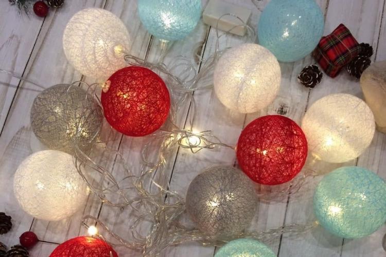 Гирлянда с шарами из ниток - Рукоделие для дома