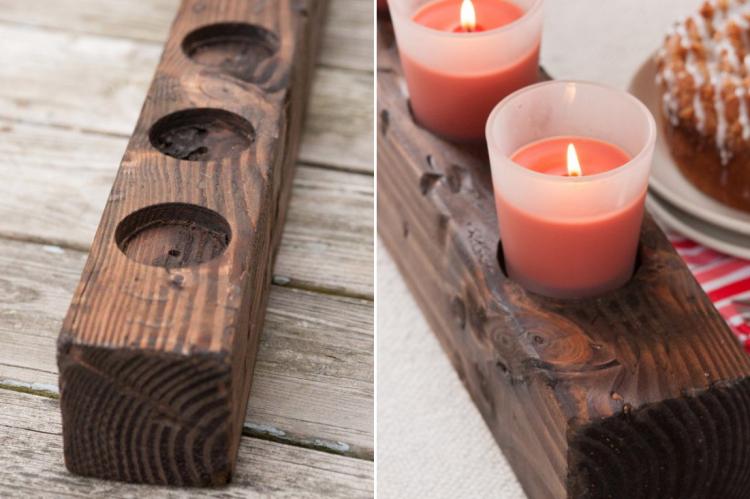 Подсвечник из деревянного бруска - Рукоделие для дома