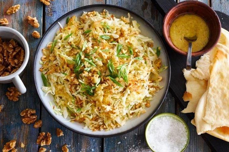 Капустный салат с тремя видами лука - Салаты без майонеза рецепты