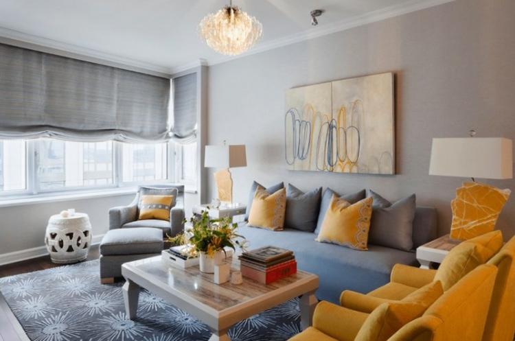 Серый цвет в интерьере гостиной