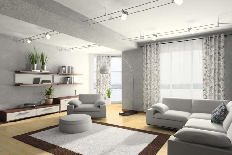 Серый цвет в интерьере гостиной