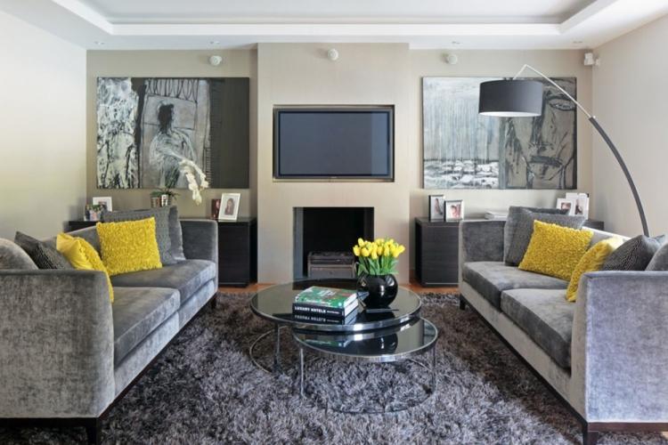 Серый цвет в интерьере гостиной