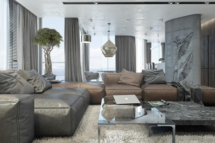 Серый цвет в интерьере гостиной