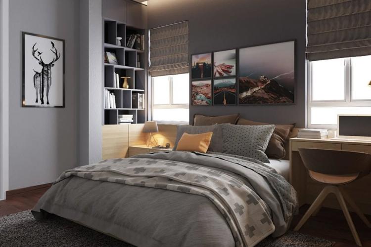 Серый цвет в интерьере спальни