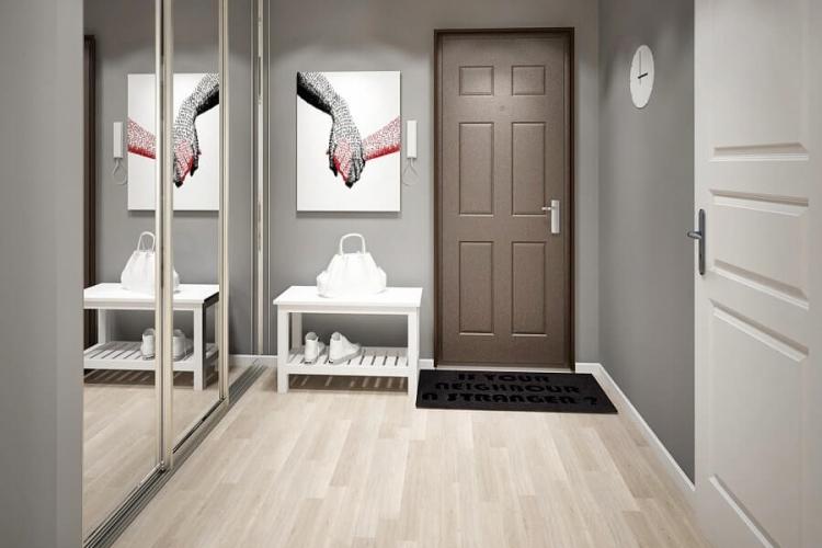 Серый цвет в интерьере прихожей