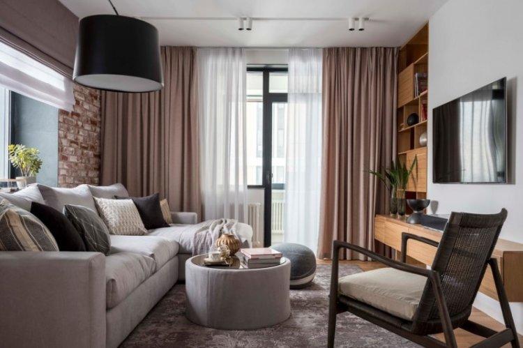 Шторы в гостиную в современном стиле (65 фото)