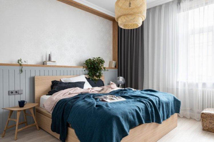 Прозрачный тюль - Шторы в спальню в современном стиле