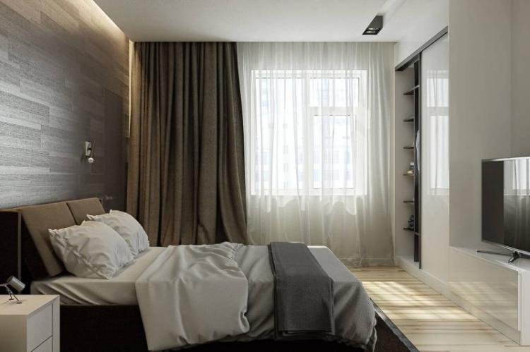 Синтетические ткани - Шторы в спальню в современном стиле