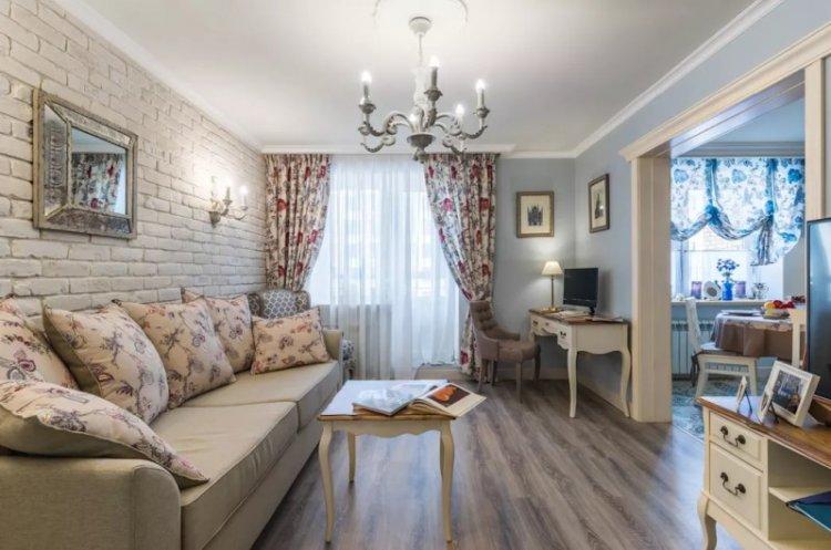 Шторы в стиле прованс в гостиной, зале - дизайн фото