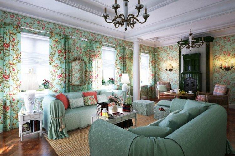 Шторы в стиле прованс в гостиной, зале - дизайн фото