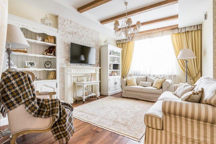 Шторы в стиле прованс в гостиной, зале - дизайн фото